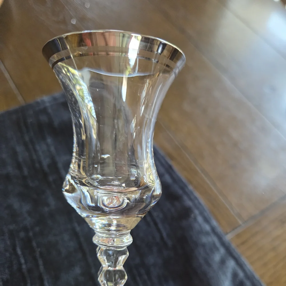 Pair Of Vintage Mikasa Silver Rimmed Taper Candle Holders